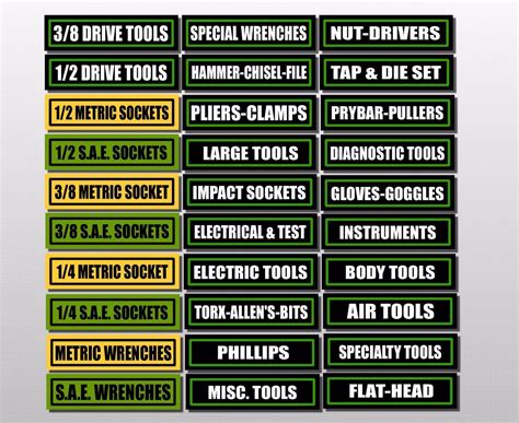 Toolbox Labels Sticker Decals For Drawers And All Tool Box Chest Set 30
