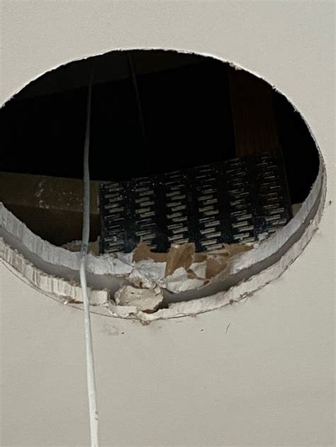 Ceiling speakers are used quite at a lot of public places these days. Big speaker hole in ceiling...please help