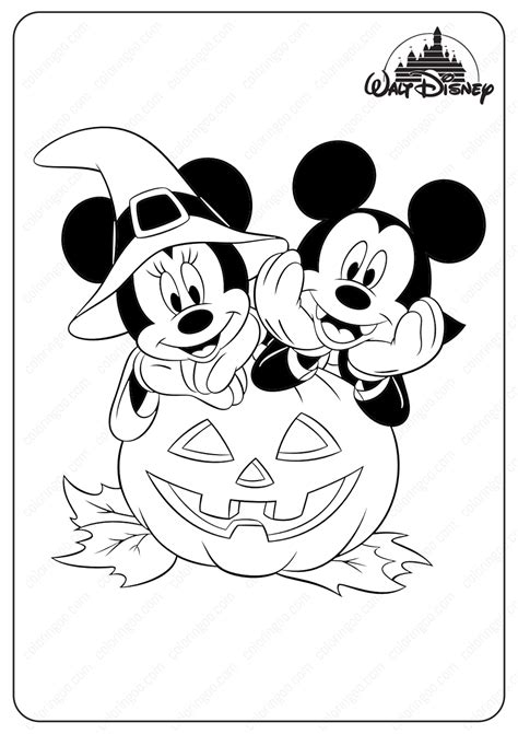 Disney Minnie And Mickey Halloween Coloring Pages