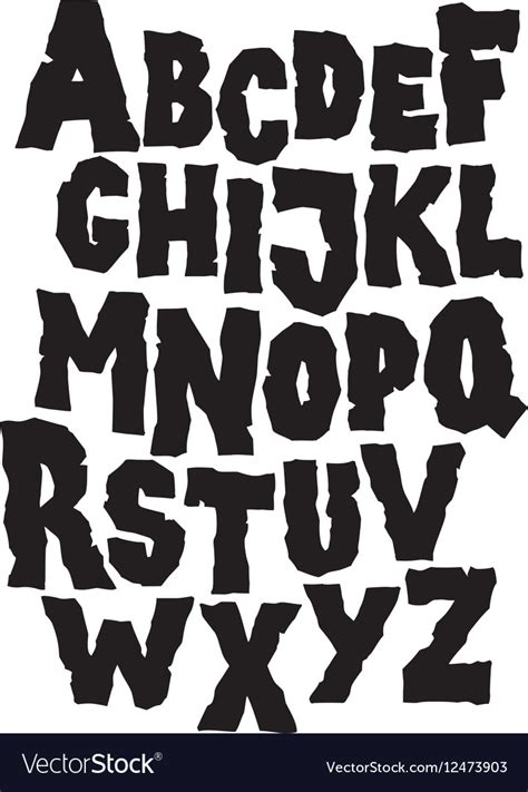Hand Drawn Stone Grunge Font Editable Alphabet Vector Image