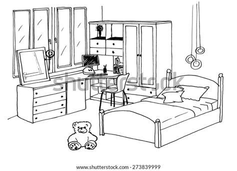 Childrens Kids Room Graphical Sketch Interior Stock Illustration 273839999