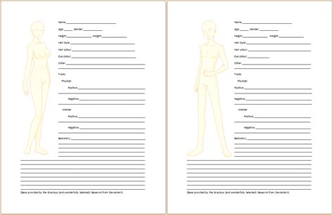 Character Profile Template For Writers Invitation Templates