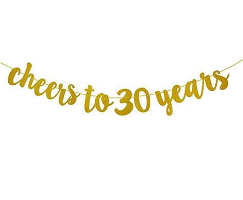 Fecedy Gold Glitter Cheers To 30 Years Banner For 30th Birthday Party
