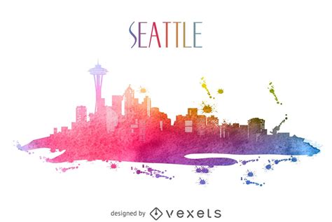 Seattle Aquarell Skyline Silhouette Vektor Download