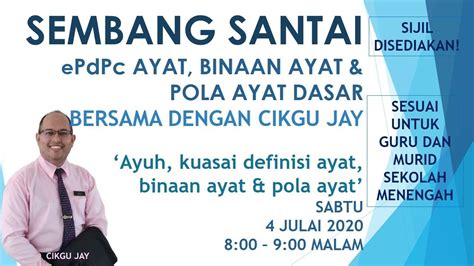 Tatabahasa (pola ayat dasar) pola ayat dasar dalam bahasa melayu dapat dipecahkan kepada 4 pola ( berdasarkan predikat ayat), iaitu : SEMBANG SANTAI AYAT, BINAAN AYAT & POLA AYAT DALAM BAHASA ...
