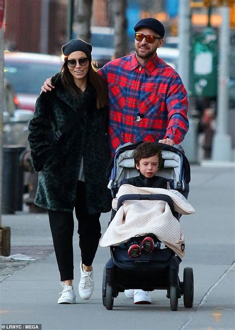 justin timberlake and jessica biel enjoy casual sunday stroll with son silas in nyc daily mail