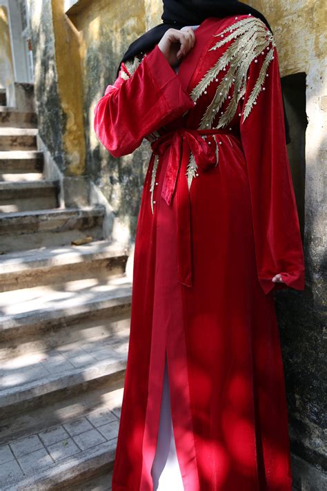 1701 Elegant Turkish Muslim Women Maxi Dress Velvet Gold Embroidery