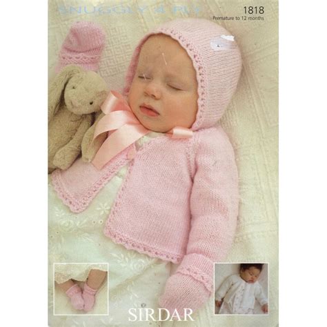 Sirdar Knitting Pattern 1818 Baby Hat Bootees Cardigan Mittens