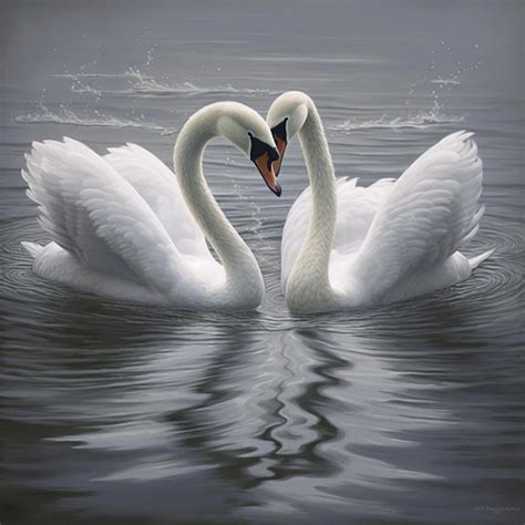 Premium Photo Beautiful Two White Mute Swan Birds True Love Heart
