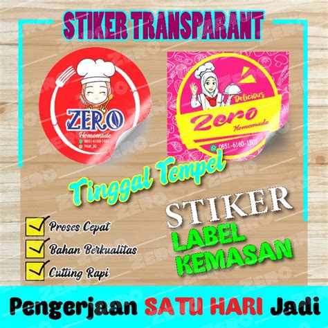 Jual Cetak Stiker Label Transparant Sticker Label Kemasan Stiker Cutting Transparant Murah