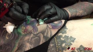 Marie Bossette Gets A Painful Tattoo On Her Leg FAPCAT