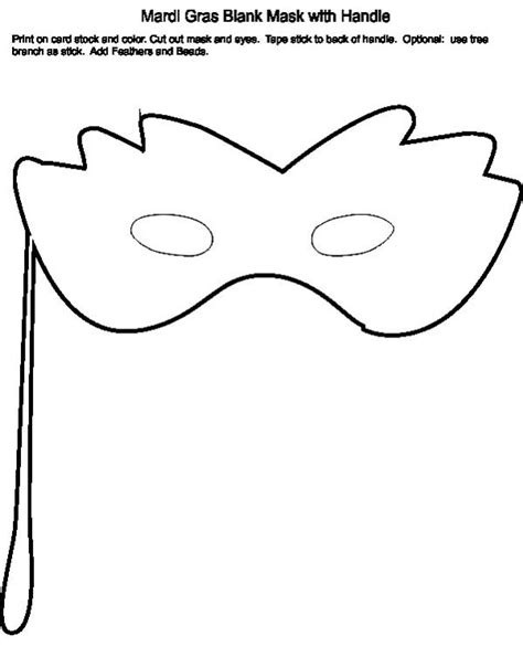 Print Your Own Mardi Gras Blank Mask With Handle Coloring Page Download Print Online