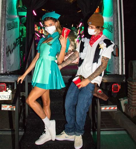 Hailey And Justin Bieber Dress Up As A Sexy Nurse And Woody From Toy Story For Halloween