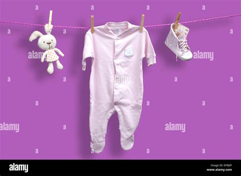 Baby Clothes On The Clothesline Stock Photo Alamy