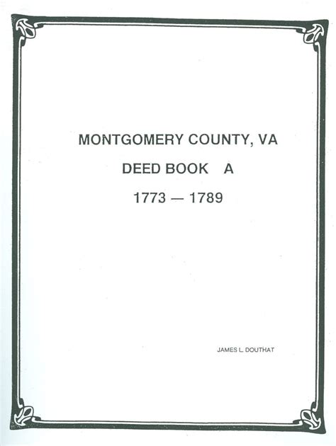 Montgomery County Virginia Deed Book 1 1773 1789 Southern Genealogy