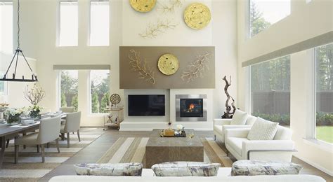 Great Room With Double Story Accent Wall Above Fireplace By Mainvue
