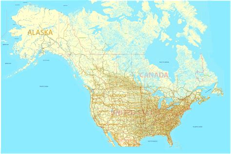 Printable Map Us And Canada Editable Adobe Illustrator