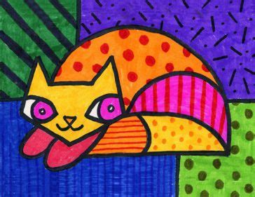 2nd grade, 3rd grade, 4th grade, 5th grade, animals, how to learn how to draw a romero britto cat with this pop art style tutorial. Draw a Romero Britto Cat · Art Projects for Kids