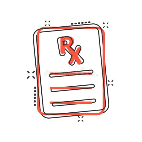 Prescription Icon In Comic Style Rx Document Cartoon Vector