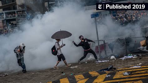Bricks Bottles And Tear Gas Protesters And Police Battle In Hong Kong