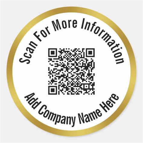 Scan Qr Code For More Information And Company Name Classic Round Sticker