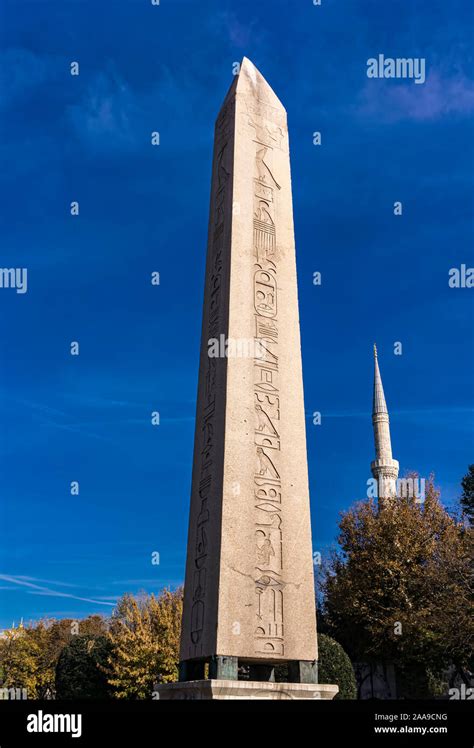 View At Ancient Egyptian Obelisk Of Theodosius In Istanbul Turkey