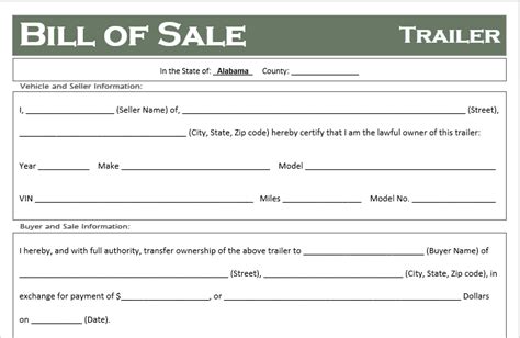 Free Alabama Trailer Bill Of Sale Template Off Road Freedom