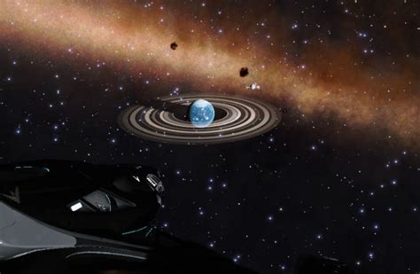 Ringed Earth Like In Orbit Around A Ringed Gas Giant The Rings Around