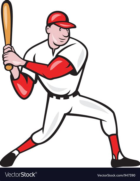 American Baseball Player Batting Cartoon Vector Image