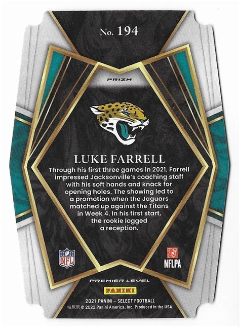 Luke Farrell 2021 Panini Select Black And Gold Prizm Die Cut 194 Parallel Rc Ebay