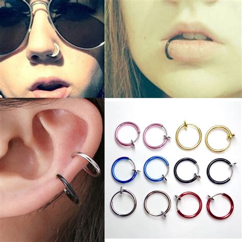 Buy 2pcs Fashion Fake Septum Medical Titanium Nose Ring Piercing Silver Gold