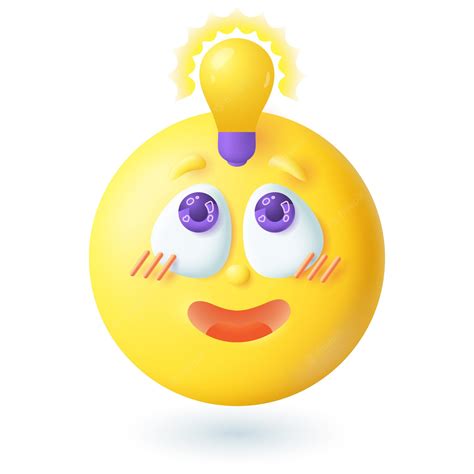 Premium Vector 3d Cartoon Style Emoticon With Lightbulb On His Head