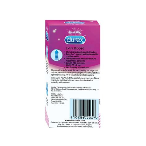 Buy Durex Extra Ribbed Packet Of 10 Condoms Online At Flat 18 Off