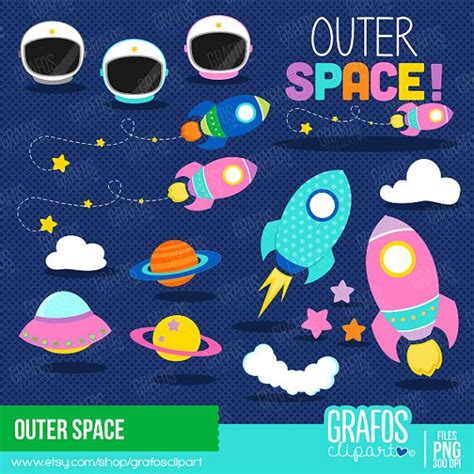 Outer Space Digital Clipart Set Space Clipart Astronauts Clipart