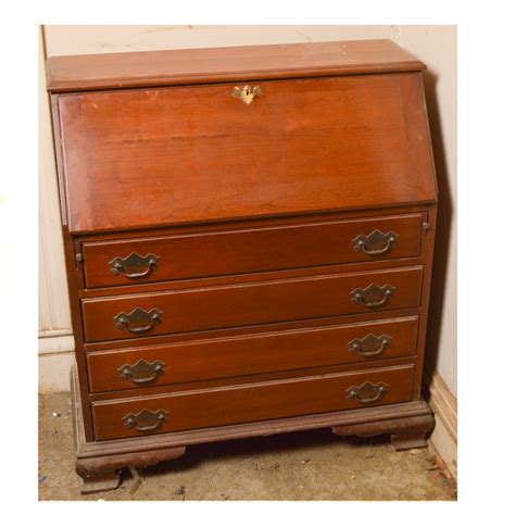 Vintage Colonial Style Cherry Secretary Desk By Hampshire House