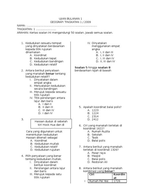 ujian geografi tingkatan 1