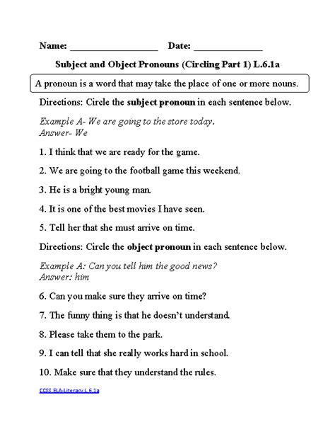 6th Grade Language Arts Worksheets With Answers Bernard Pickens