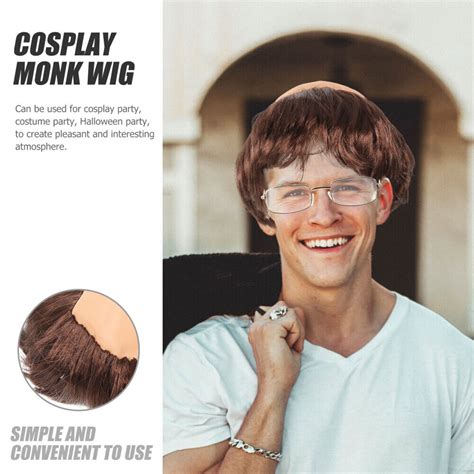 1 Set Monk Bald Wig With Glasses Cosplay Monk Wig Halloween Monk Costume Wig Ebay