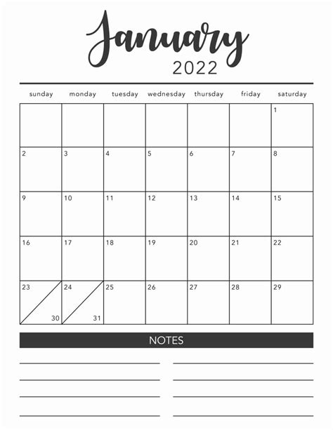 Printable 2022 Calendar 12 Month All In One Planner In 12 Month 2022 Calendar Printable Free