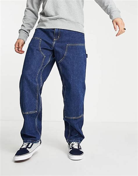 Carhartt Wip Double Knee Relaxed Jeans In Blue Stone Wash Asos