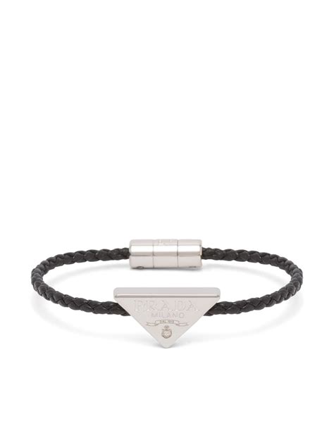 Prada Triangle Logo Woven Bracelet Farfetch