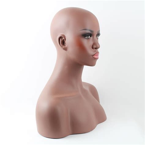 Realistic Female Black Afro American Fiberglass Mannequin Dummy Head