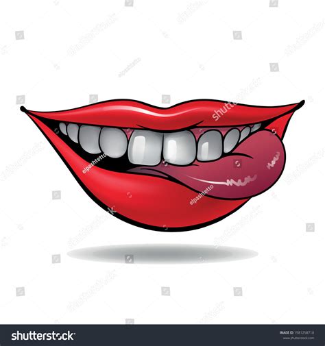 Open Mouth Sexy Red Lips Tongue Stock Vector Royalty Free