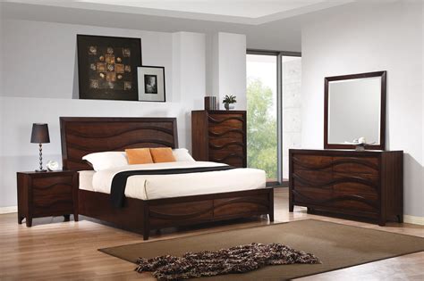 If you need extra space to stretch out, a california king size bedroom set is the way to go. Loncar Java Oak Bedroom Set, 203101Q, Coaster Furniture | Master bedroom furniture, Modern king ...