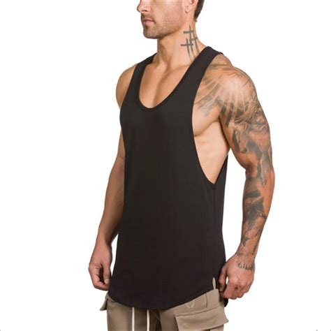 Men Solid Hem Irregular Sport Vest Muscle Bodybuilding Cotton Tank Top