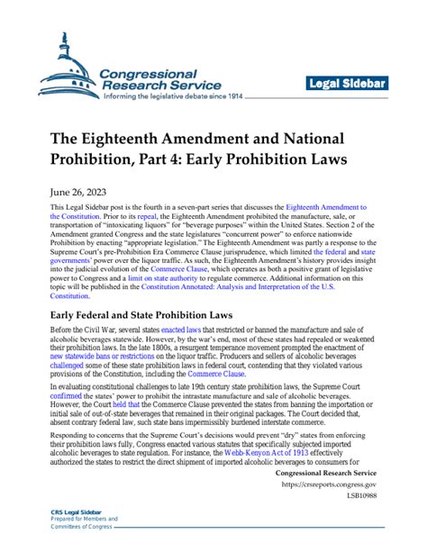 The Eighteenth Amendment And National Prohibition Part 4 Early