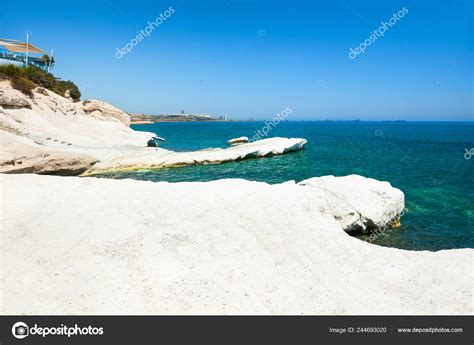 Beautiful Beach Turquoise Sea White Stones Governor Beach Limassol
