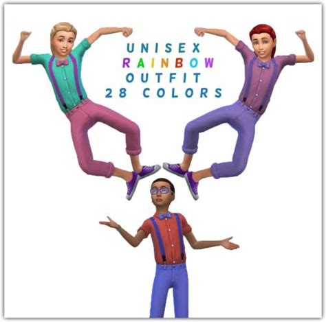Unisex Rainbow Outfit For Kids The Sims 4 Rainbow Outfit Sims