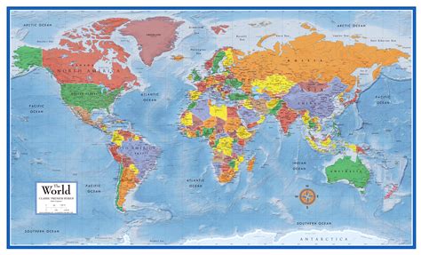 Swiftmaps World Premier Wall Map Poster Mural 24h X 36w Paper Rolled On
