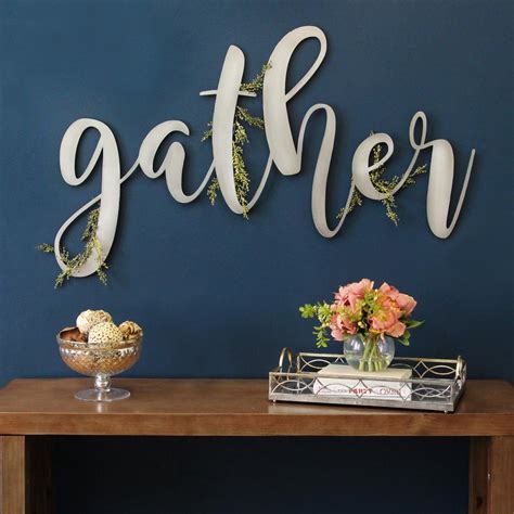 Stratton Home Decor Large Metal Gather Script Sign S12913 The Home Depot